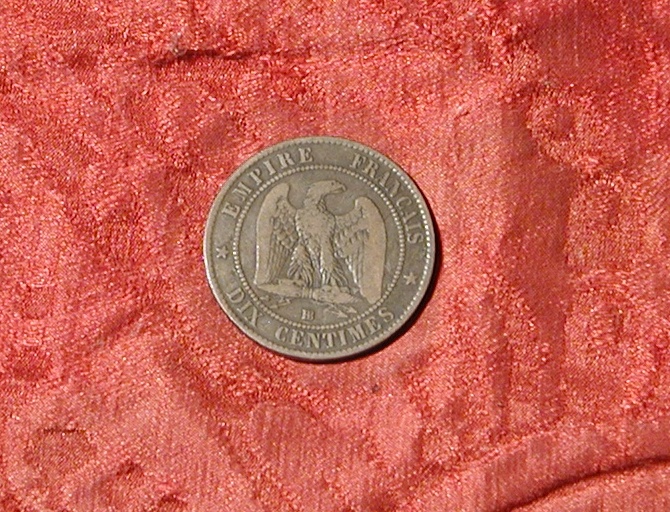 moneta - 10 centesimi di Barre Jean Jacques - scuola francese (terzo quarto sec. XIX d.C)