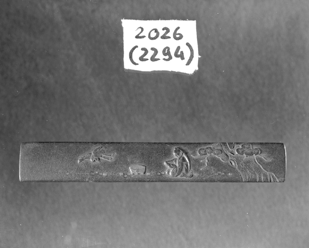 omaggio a un poeta (impugnatura di arma bianca, opera isolata) - ambito giapponese (sec. XIX)