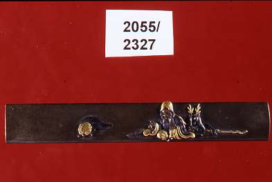 figura maschile (impugnatura di arma bianca, opera isolata) - ambito giapponese (secc. XVI/ XIX)