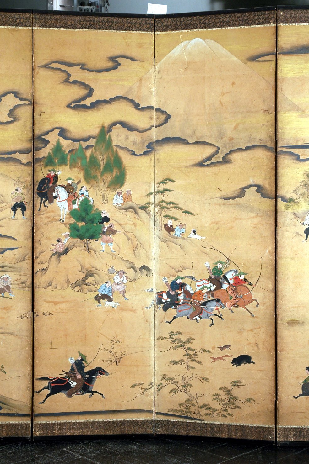 scena di caccia (paravento, opera isolata) - ambito giapponese (sec. XVII)
