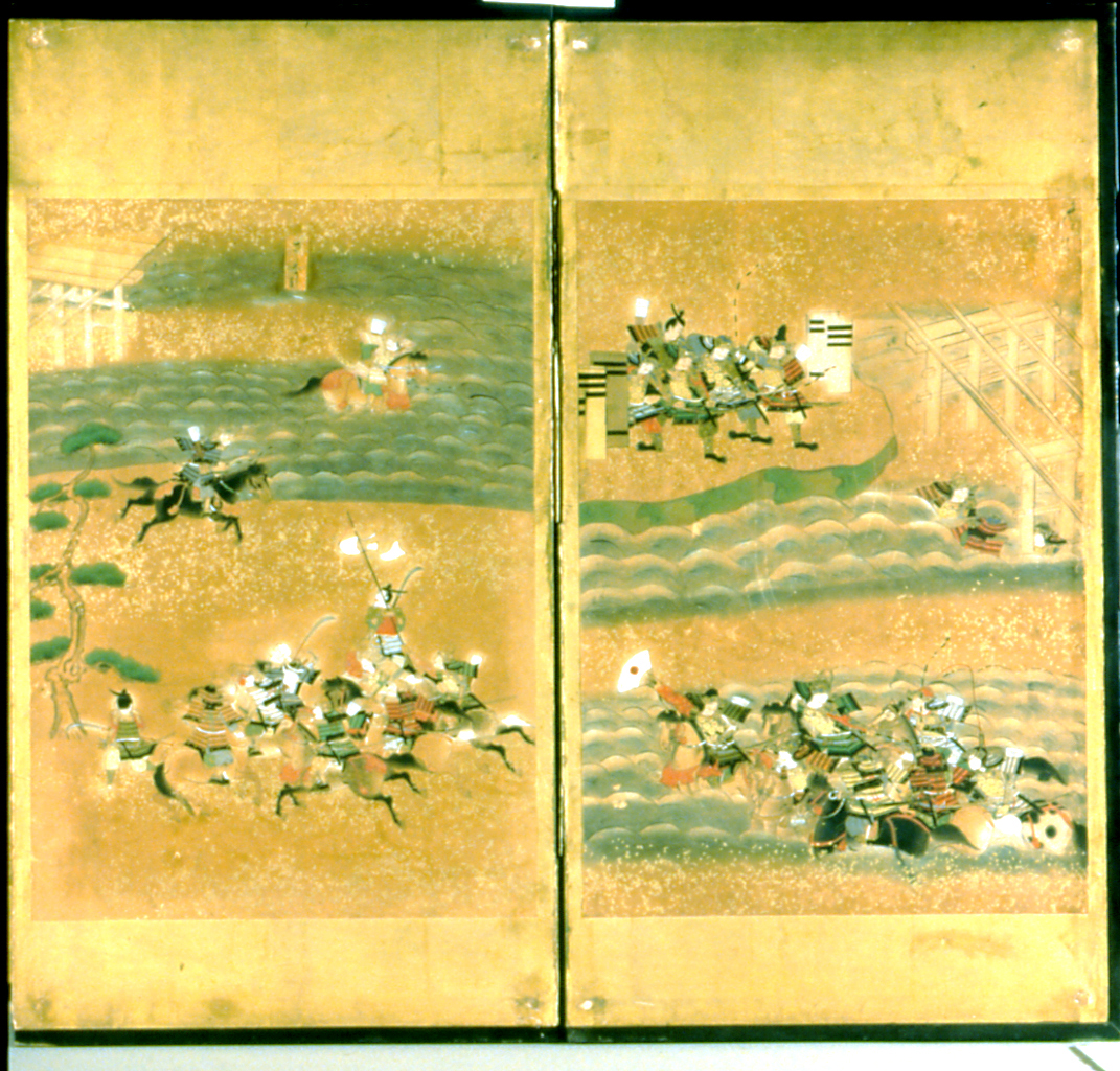 scena di battaglia (paravento, opera isolata) - ambito giapponese (sec. XVIII)