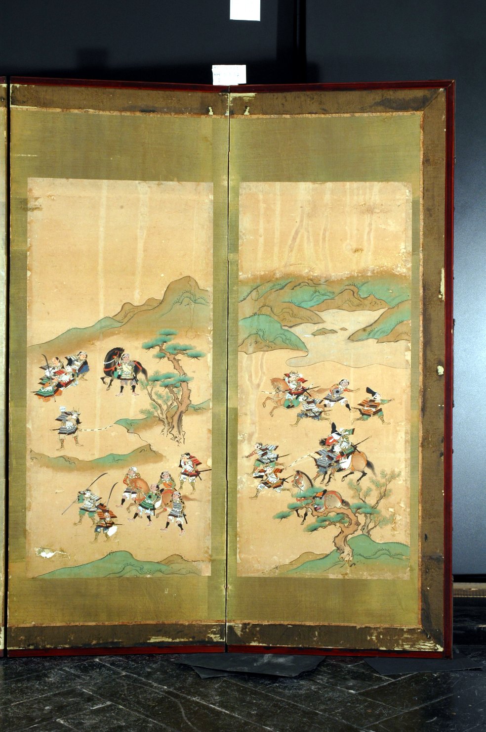 scena di battaglia (paravento, opera isolata) - ambito giapponese (sec. XIX)