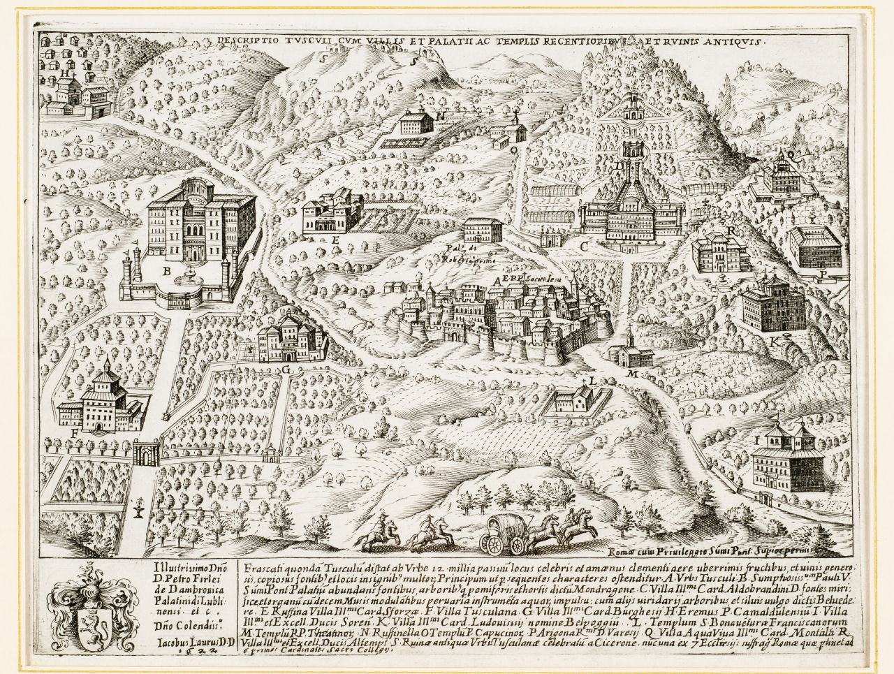 Veduta delle Ville Tuscolane, Veduta delle Ville Tuscolane (stampa) di Lauro Giacomo (sec. XVII)