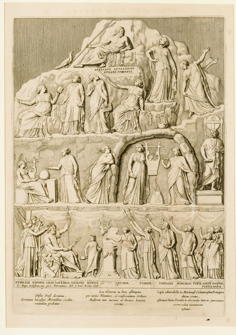 Apoteosi di Omero, Apoteosi di Omero (stampa) di Kircher Athanasius (sec. XVII)