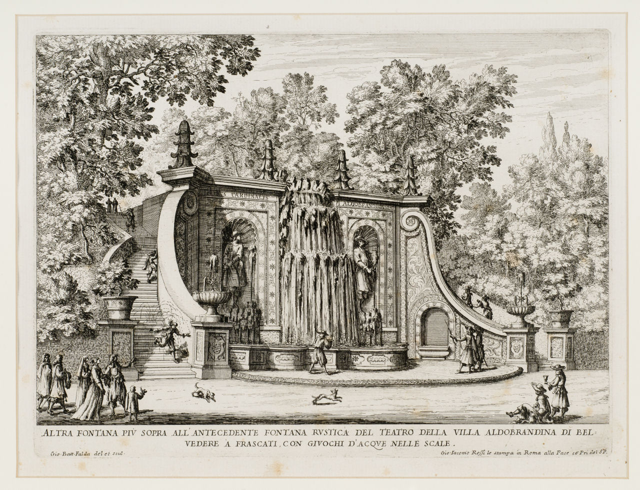 Villa Aldobrandini, Fontana dei Pastori, Villa Aldobrandini, Fontana dei Pastori (stampa, serie) di Giovanni Battista Falda (seconda metà sec. XVII)