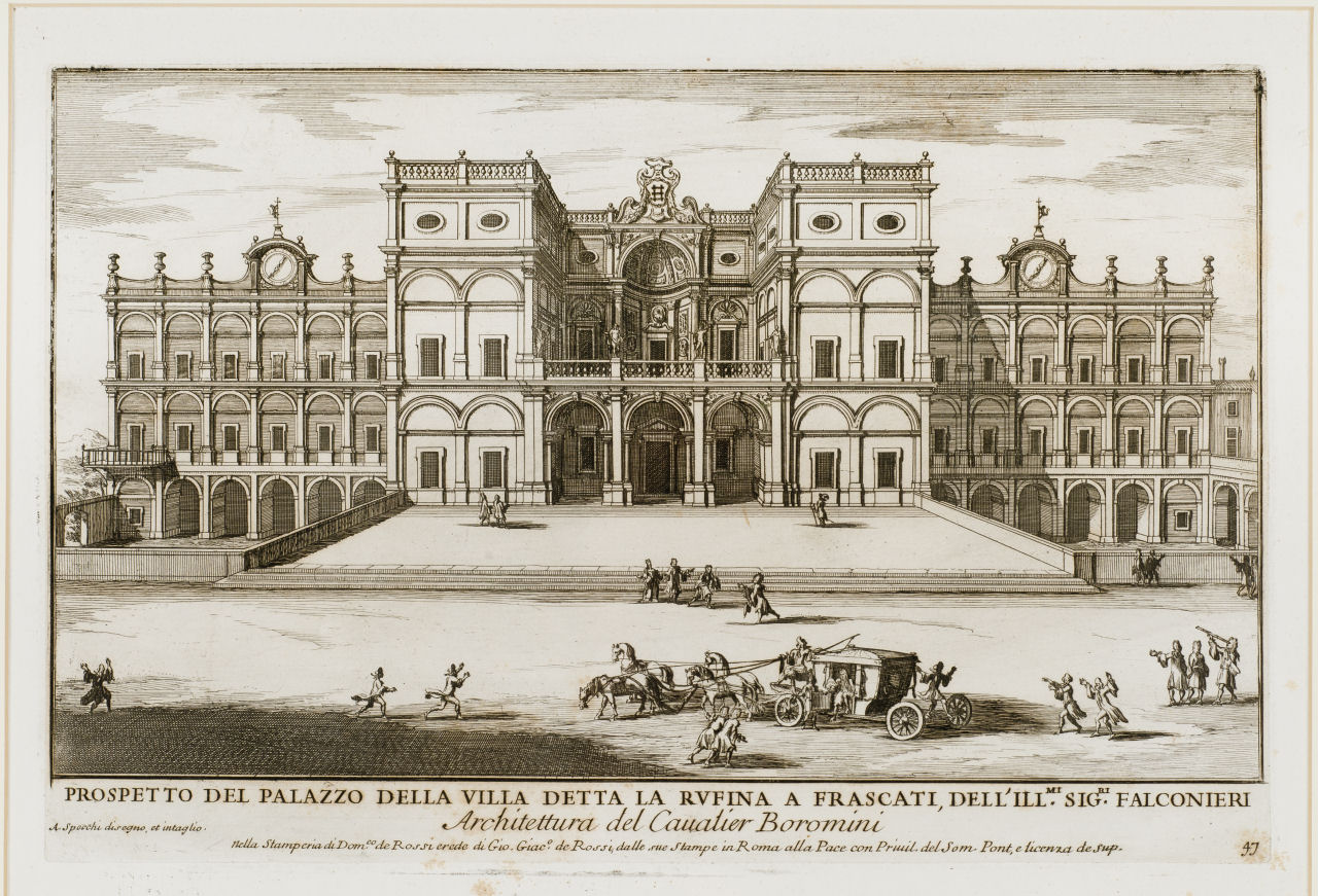 Veduta del Palazzo della Villa Falconieri, Veduta del Palazzo della Villa Falconieri (stampa) di Specchi Alessandro (fine sec. XVII)