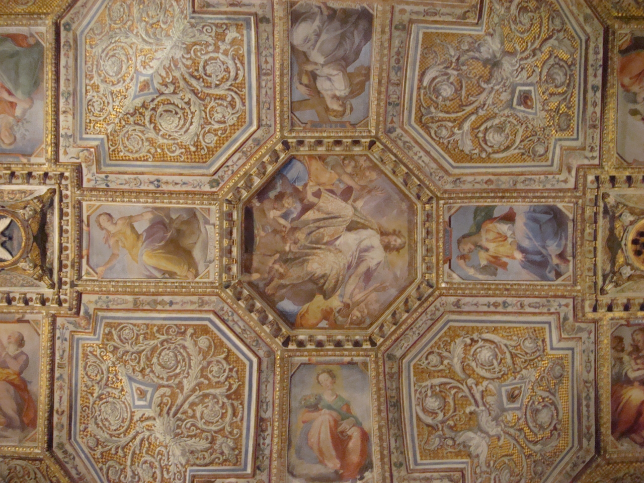 Cristo in gloria, virtù, figure allegoriche, angeli (dipinto) di Barbatelli Bernardino detto Poccetti, Santi di Tito (sec. XVII)