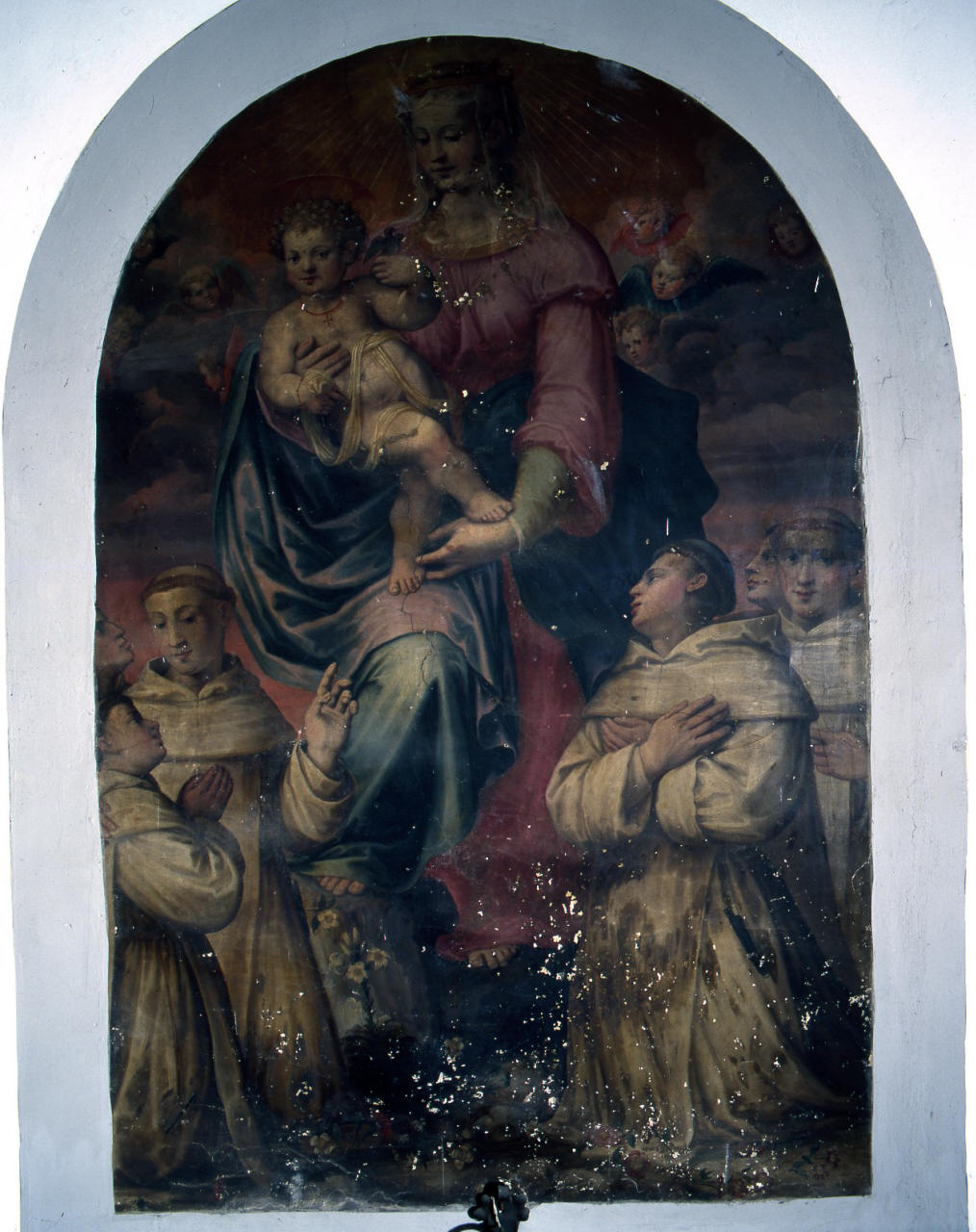 Madonna con Bambino santi e novizi domenicani (dipinto) di Tosini Michele detto Michele di Ridolfo del Ghirlandaio (cerchia) (sec. XVI)