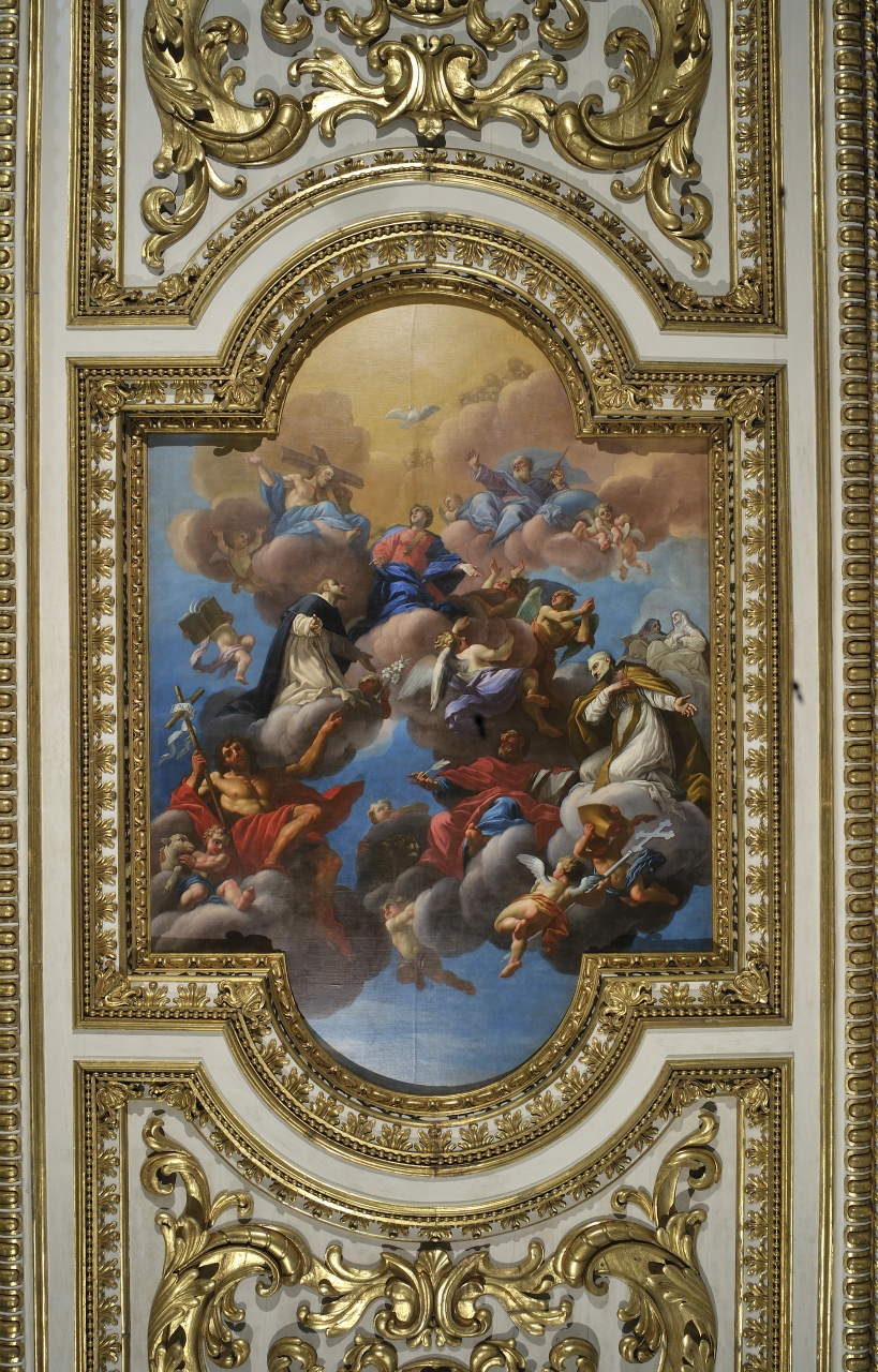 Assunzione della Madonna con la Trinità, San Domenico, Sant'Antonino Pierozzi, San Giovanni Battista e San Marco evangelista (dipinto) di Pucci Giovanni Antonio (sec. XVIII)
