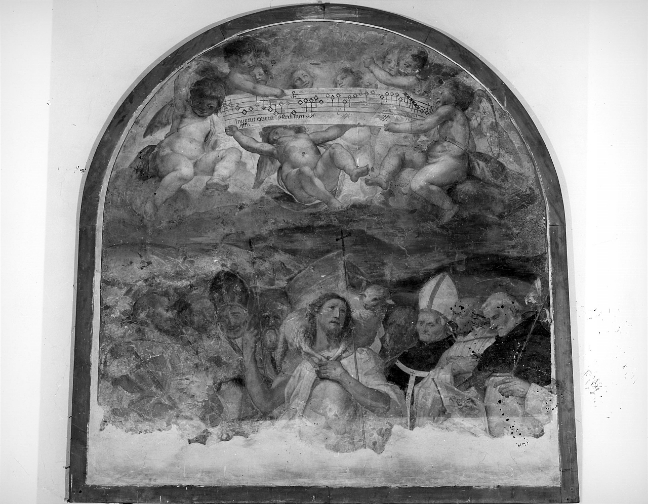 Cristo risorto con santi e cori di angeli (dipinto murale, ciclo) di Barbatelli Bernardino detto Poccetti (e aiuti) (sec. XVI)