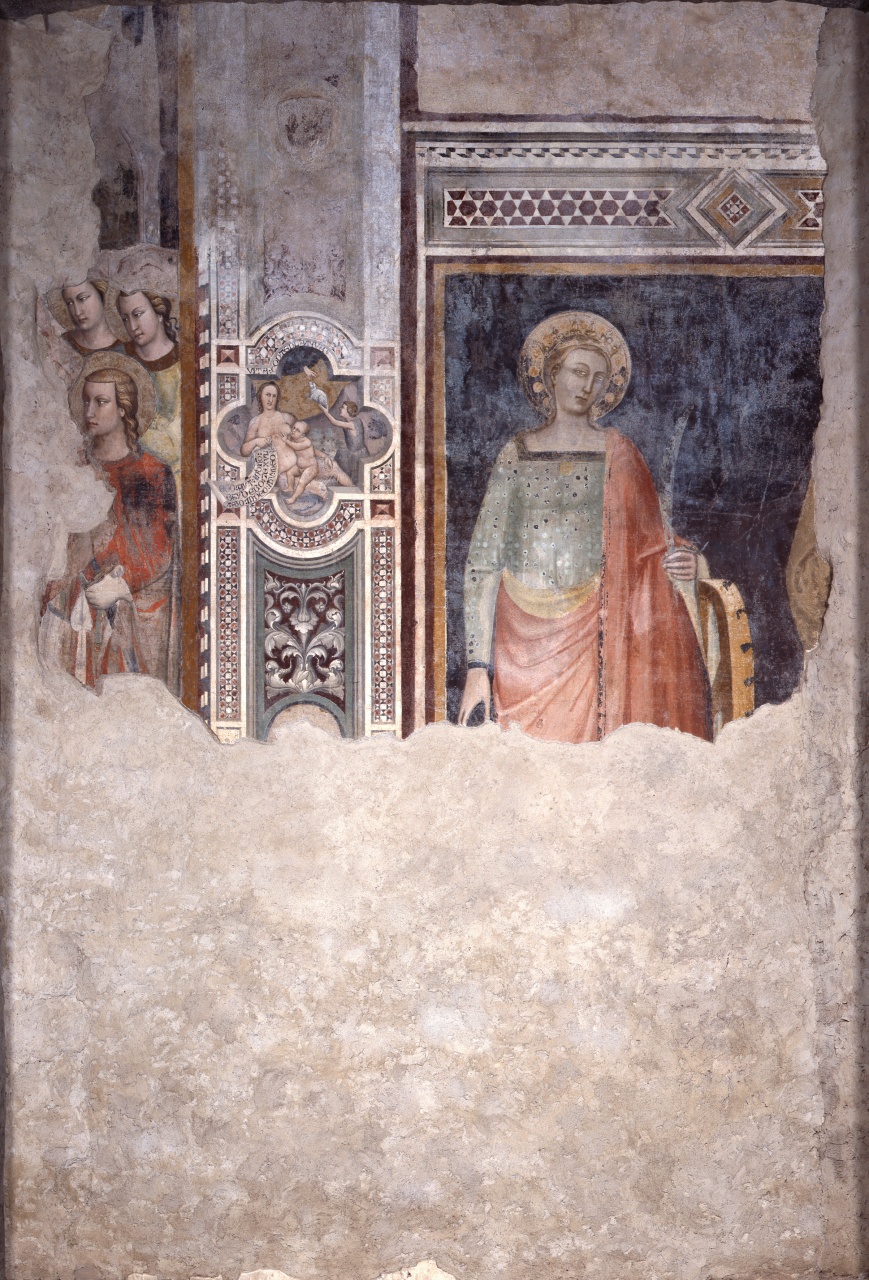 Santa Caterina d'Alessandria (dipinto murale) di Jacopo di Cione detto Jacopo Orcagna (cerchia) (sec. XIV)