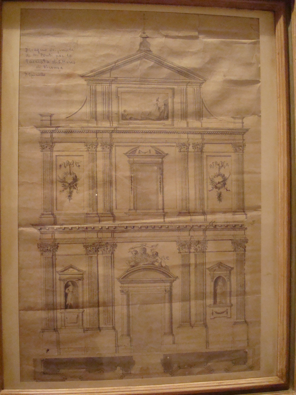 progetto per la facciata di San Marco a Firenze (disegno architettonico) di Pronti Gioacchino (sec. XVIII)
