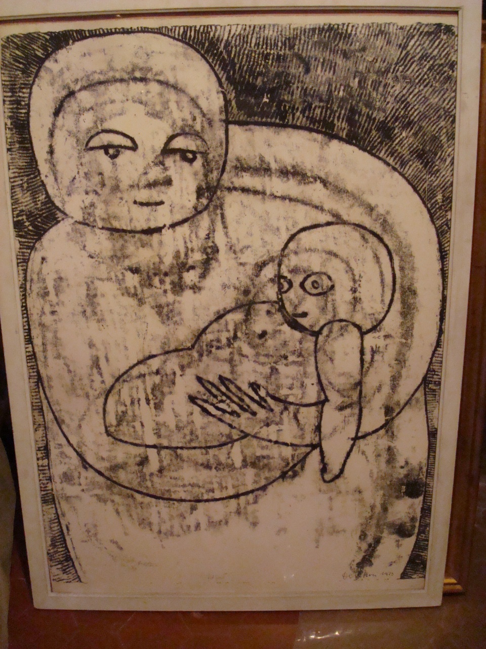 Maternità, madre con il figlio (disegno) di Venturi Venturino (sec. XX)