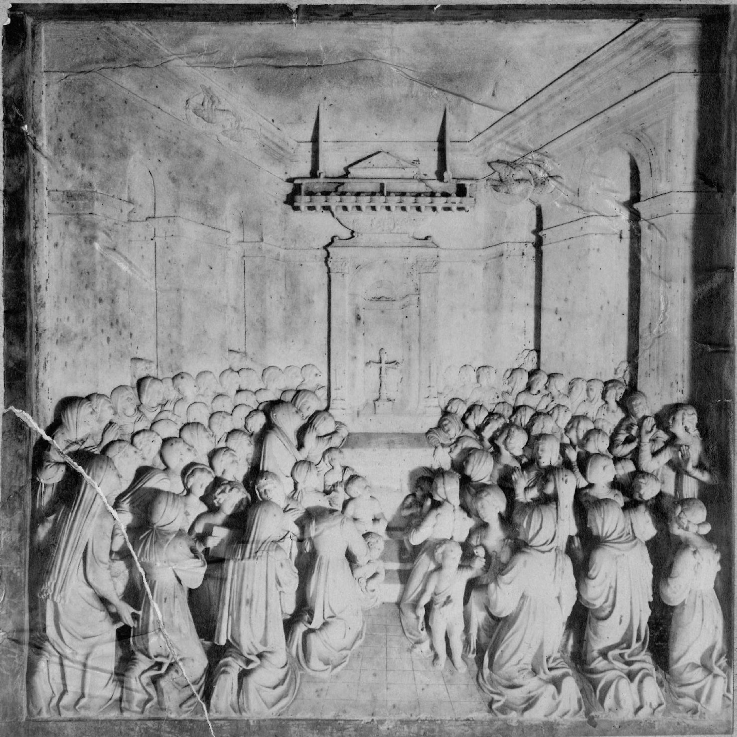 Architettura – Chiese – Rilievi <Miracolo delle colombe> Cremona (positivo) di Anonimo (XIX/ XX)