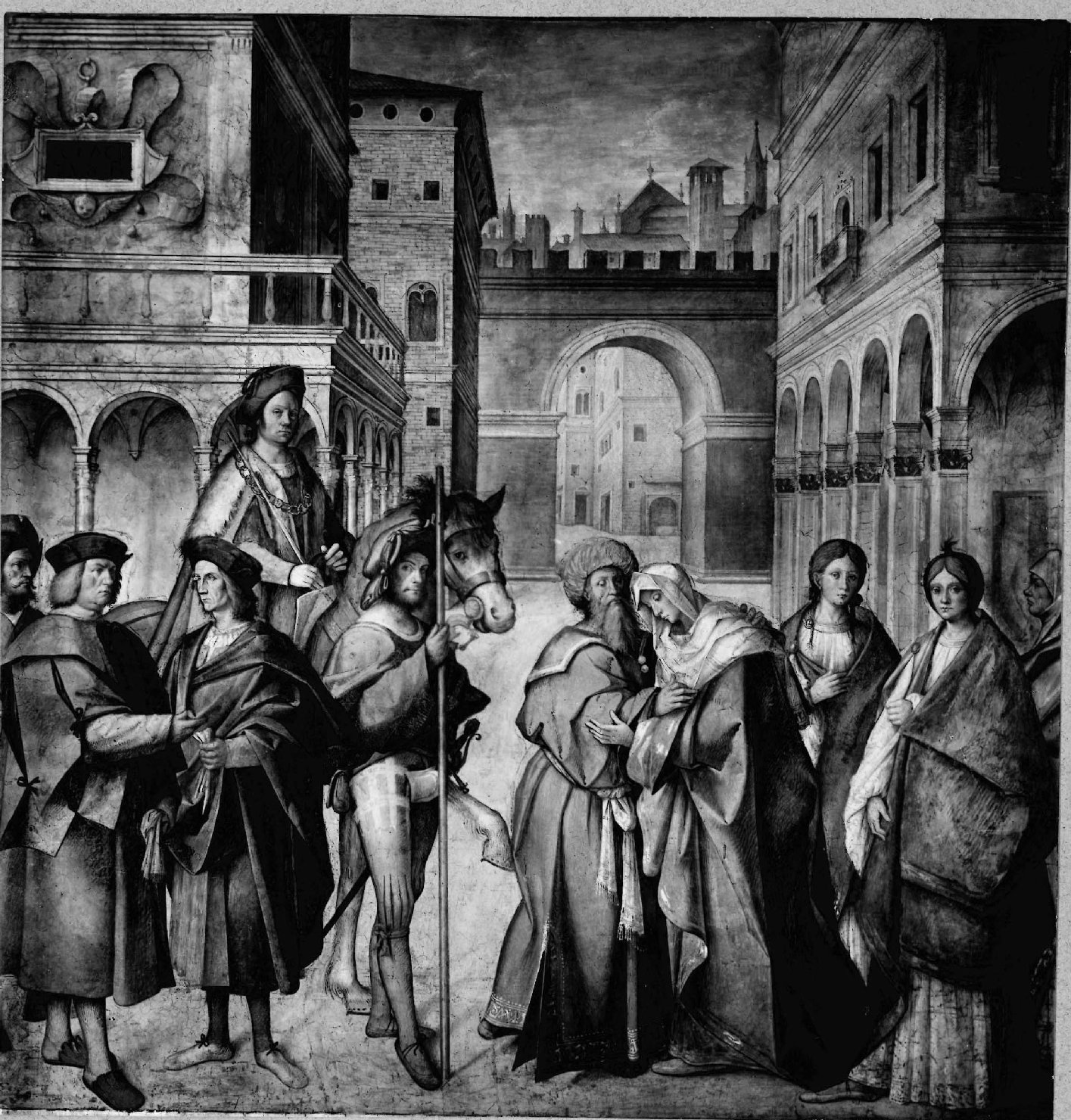 Architettura – Chiese – Apparati dipinti <Incontro tra San Gioacchino e Sant'Anna alla Porta AureaStorie di Giacobbe>- Cremona (positivo) di Anonimo (prima metà XX)