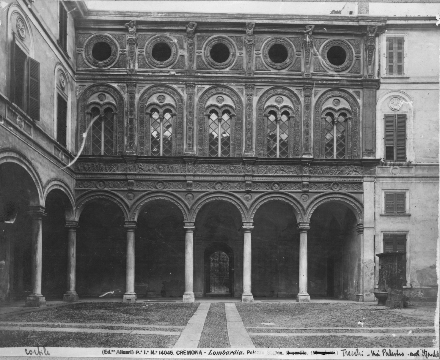 Cremona - Architettura - Palazzi - Palazzo Stanga Trecco - Via Palestro (positivo) di Ed.ne Alinari (studio) (XIX/ XX)