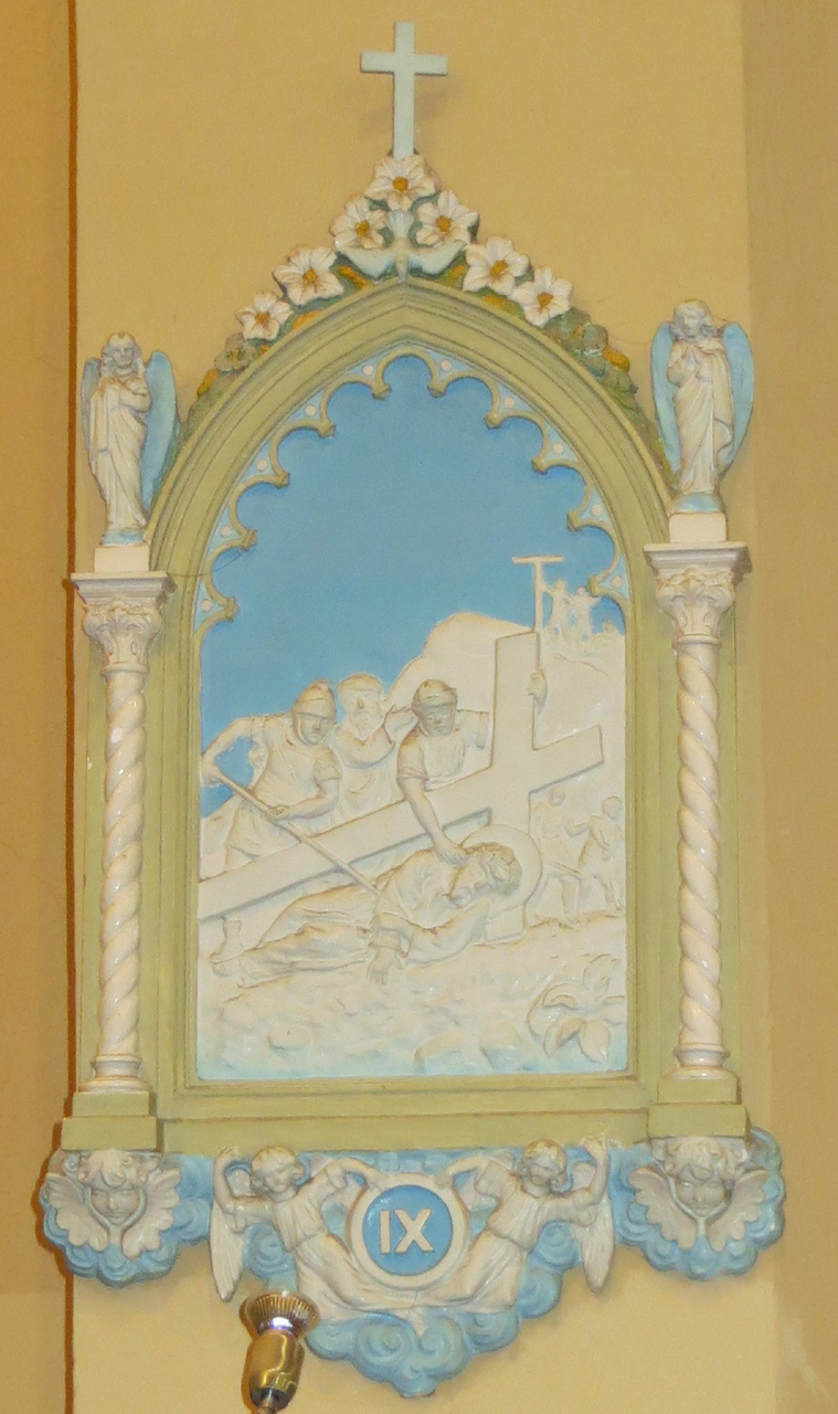 stazione IX: Gesu' cade sotto la croce la terza volta (stazione della Via Crucis, elemento d'insieme) di Girolomini Federico (inizio sec. XX)