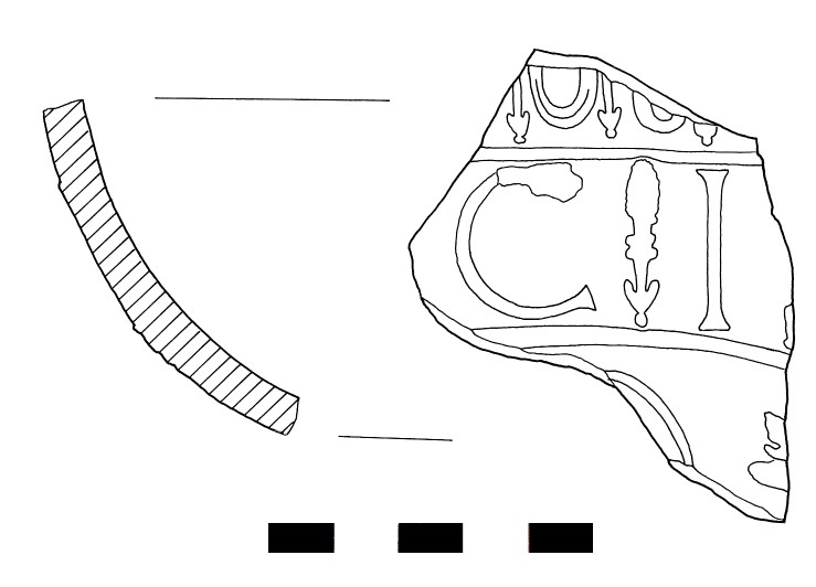 coppa/ emisferica, Dragendorff 37 di Germanus - ambito gallo romano, produzione di Banassac (prima metà II)