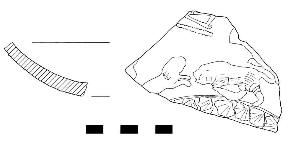 coppa/ emisferica, Dragendorff 37 - ambito gallo romano - La Graufesenque o Banassac (I-II)