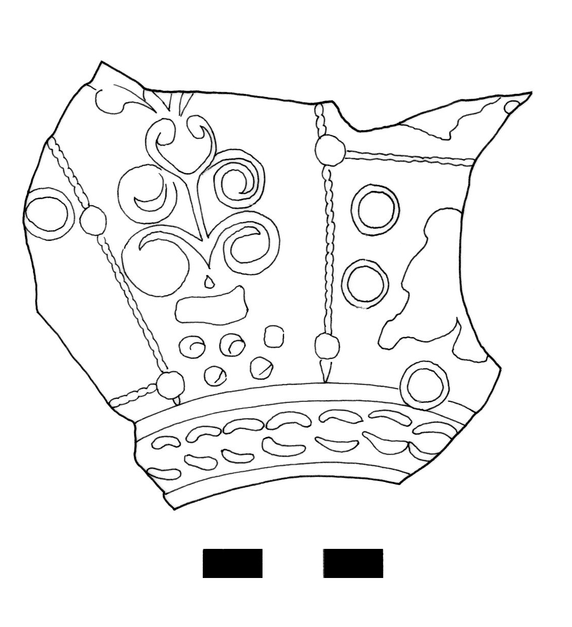 coppa/ emisferica, Dragendorff 37 - ambito gallo romano, produzione di Banassac (prima metà II)