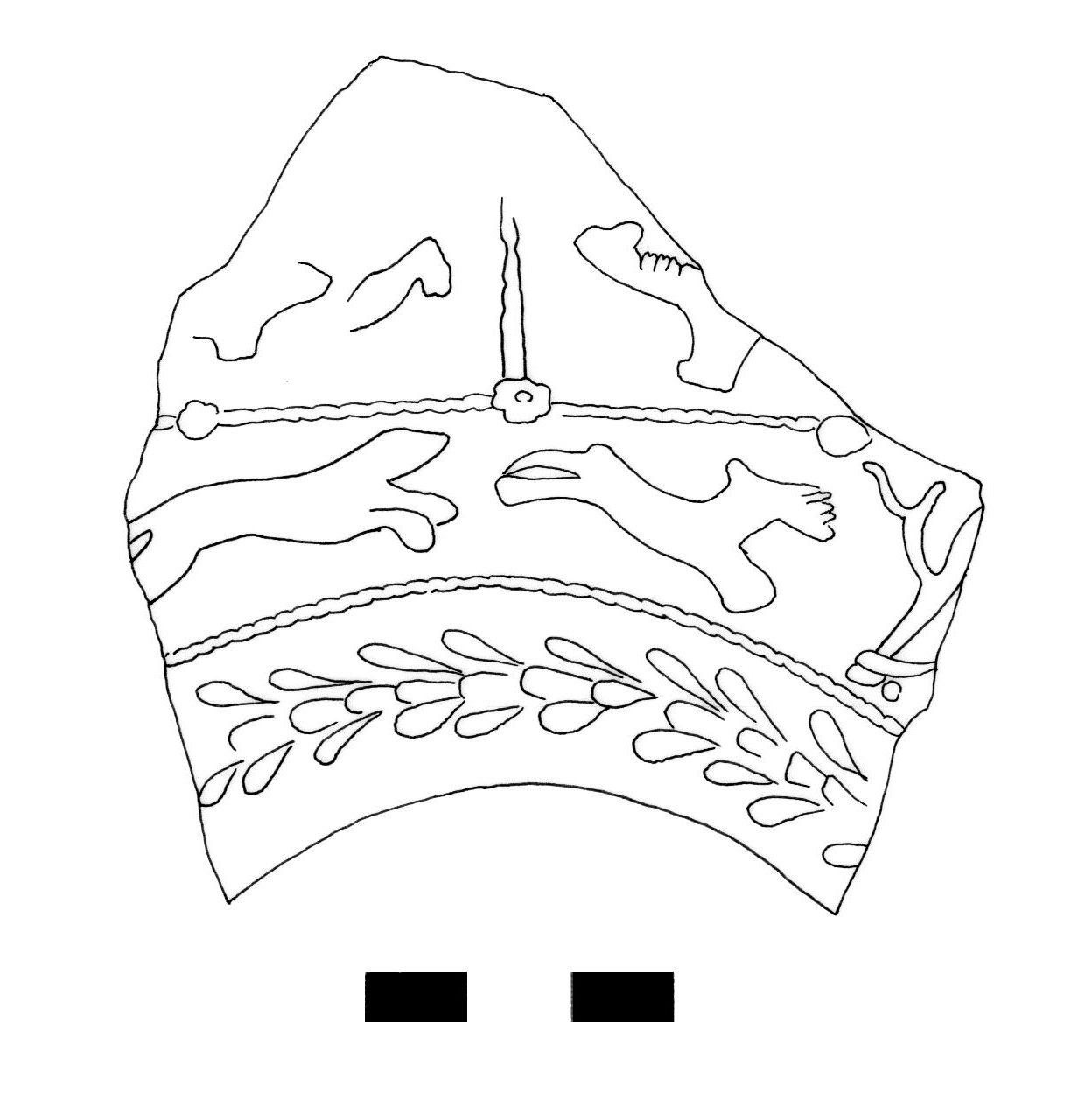 coppa/ emisferica, Dragendorff 37 - ambito gallo romano, produzione di Banassac (II)