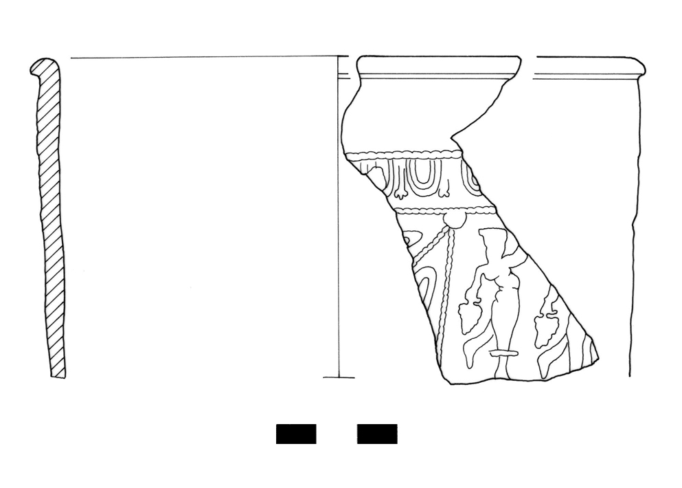 coppa/ cilindrica, Dragendorff 30b - ambito gallo romano, produzione di La Graufesenque (I)