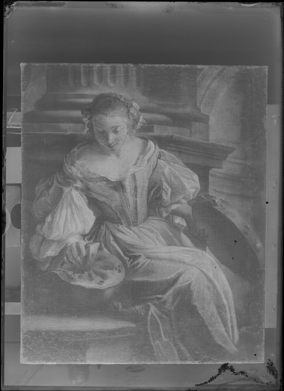 Figura femminile che suona il cimbalo (negativo) di Vermehren, Augusto - ambito veneto (prima metà XX)