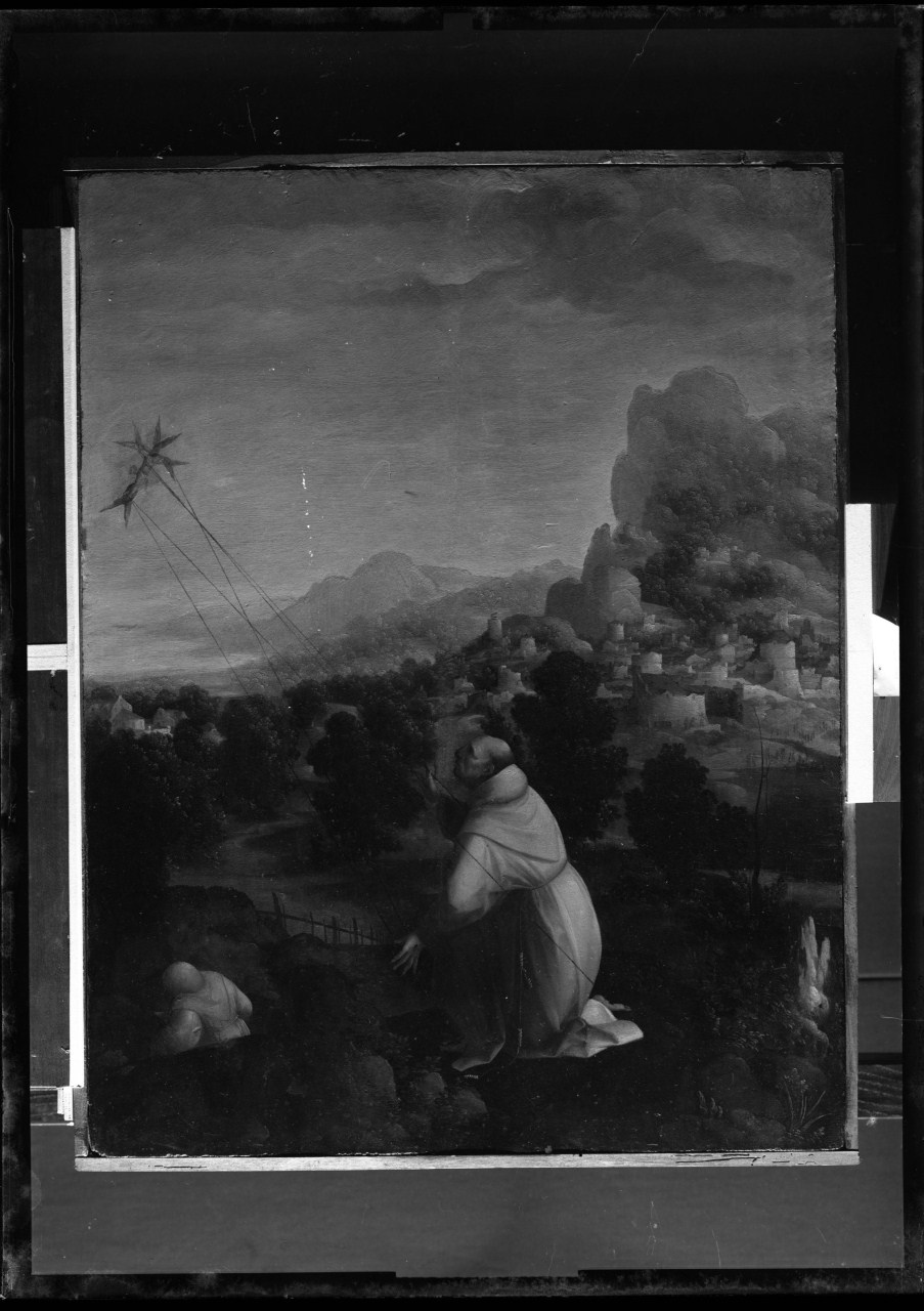San Francesco d'Assisi riceve le stimmate; olio su tavola; Scorel (negativo) di Scorel Jan van, Vermehren, Augusto (terzo quarto XX)