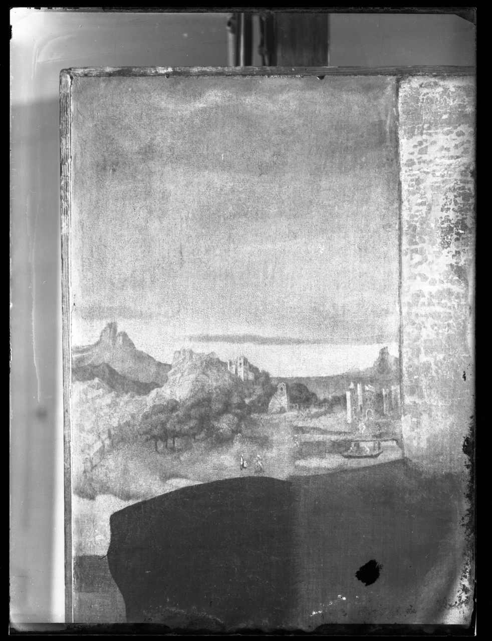 Ritratto di donna; particolare del paesaggio dalla finestra (negativo) di Vermehren, Augusto - ambito lombardo - veneto (seconda metà XX)