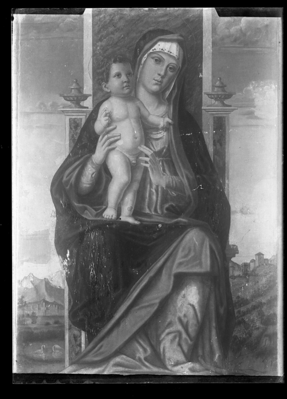 Madonna con Bambino; dipinto su tavola; scuola veneta (negativo) di Vermehren, Augusto - ambito veneto (prima metà XX)