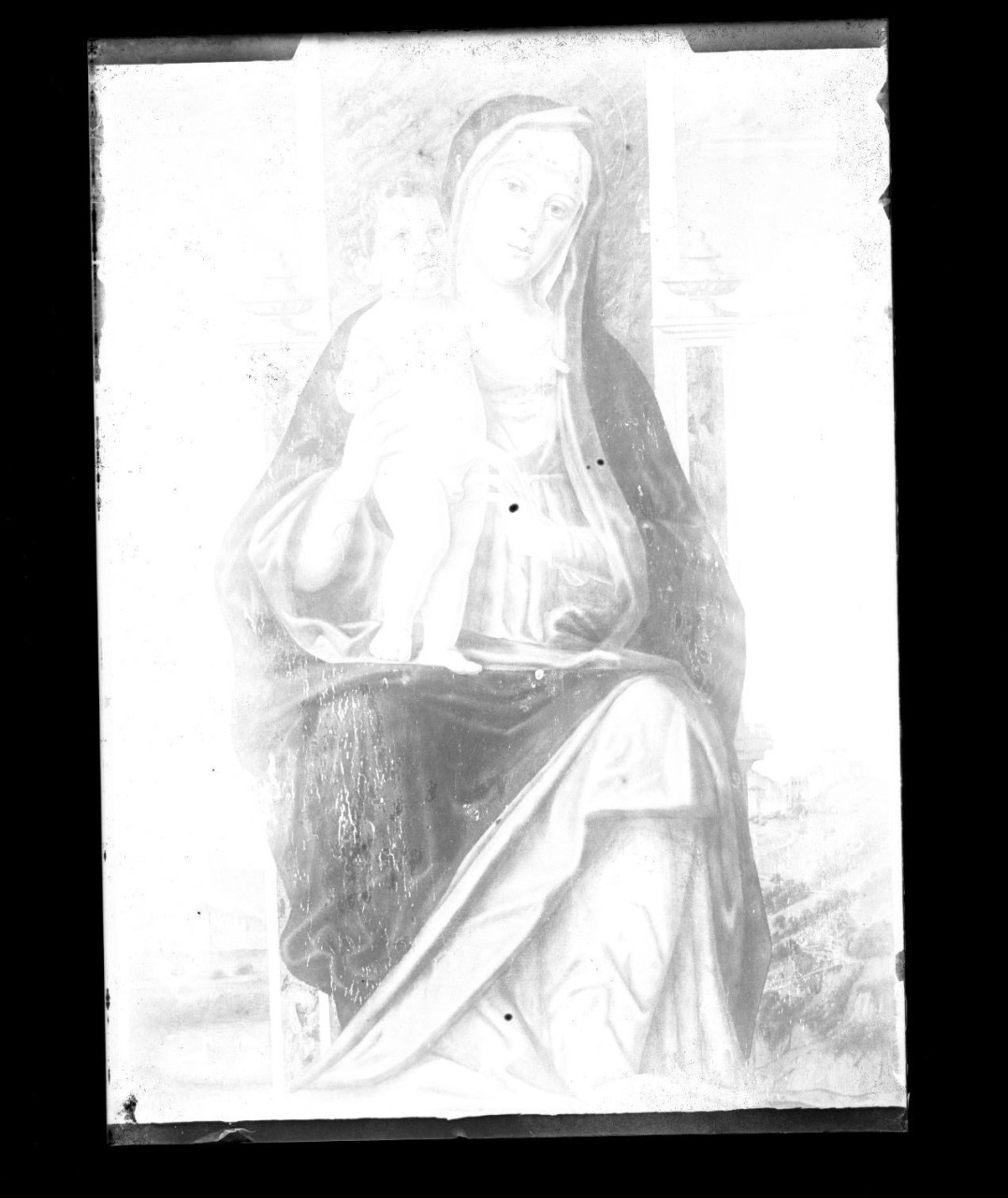 Madonna con Bambino; dipinto su tavola; scuola veneta (negativo) di Vermehren, Augusto - ambito veneto (prima metà XX)