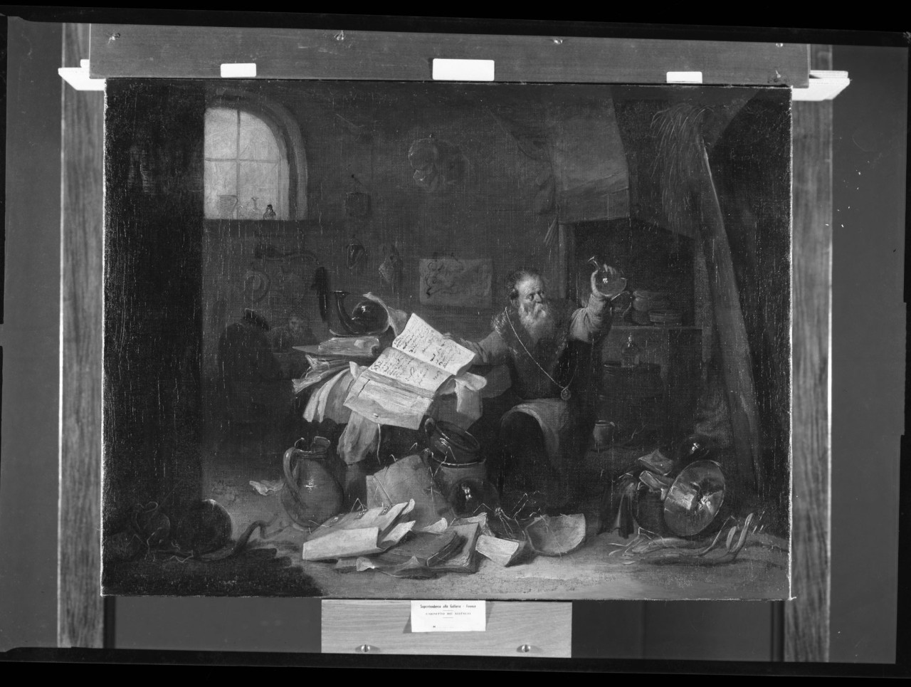 L'alchimista; olio su tela; Teniers (negativo) di Teniers David il Giovane, Vermehren, Augusto (seconda metà XX)