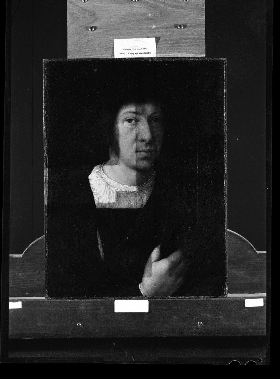 Ritratto d'uomo; valva di dittico; olio su tavola; Orley Barend van (negativo) di Orley Barend van, Vermehren, Augusto (seconda metà XX)