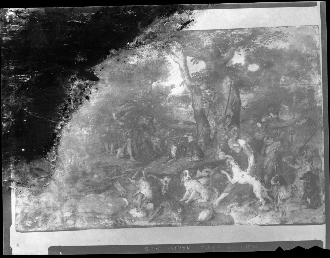 Allegoria della caccia; dipinto su tela (negativo) di Rubens Pieter Paul (maniera), Vermehren, Augusto (seconda metà XX)