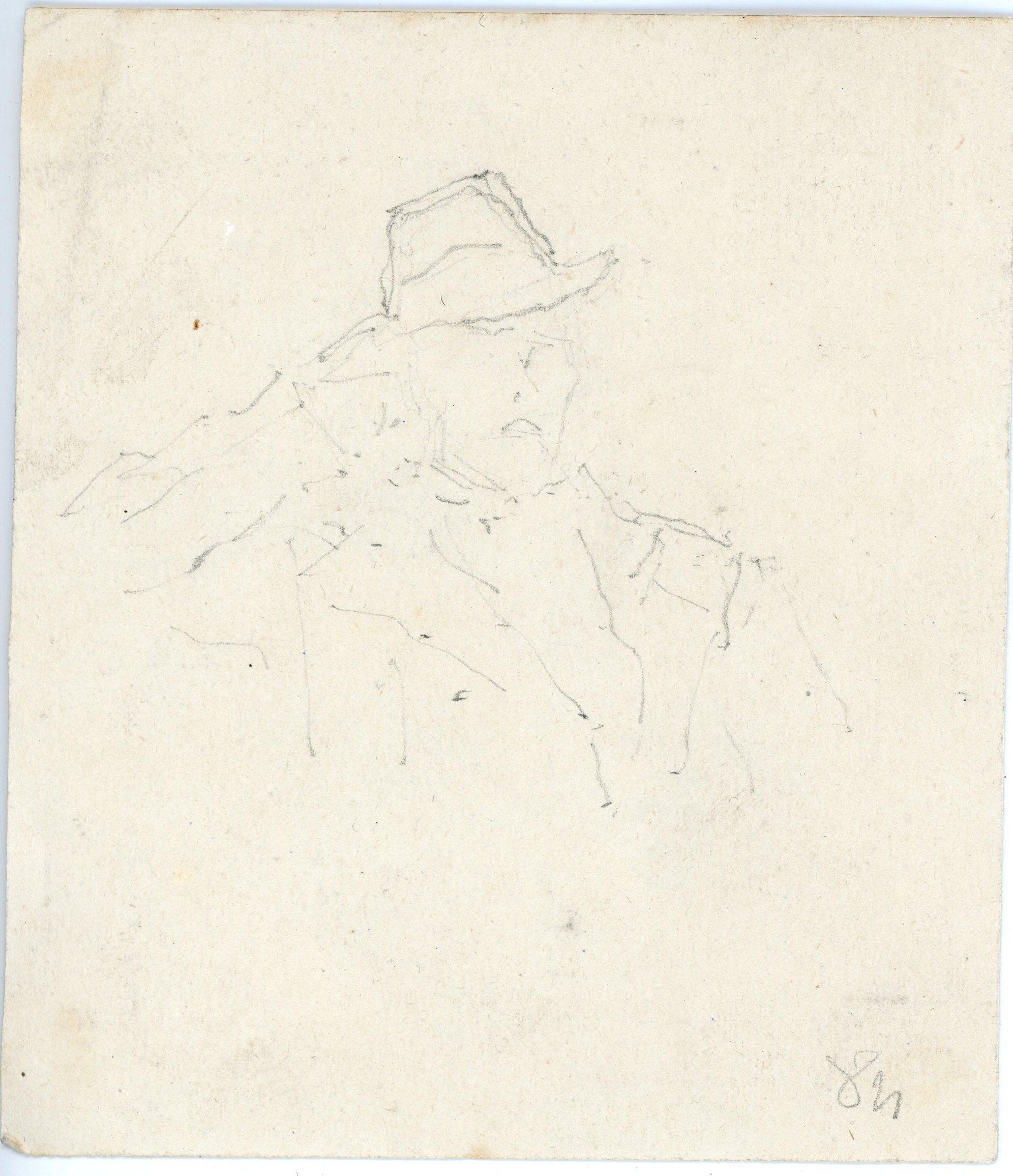 Uomo con cappello (disegno) di Tominetti, Achille - ambito italiano (fine/ inizio XIX)