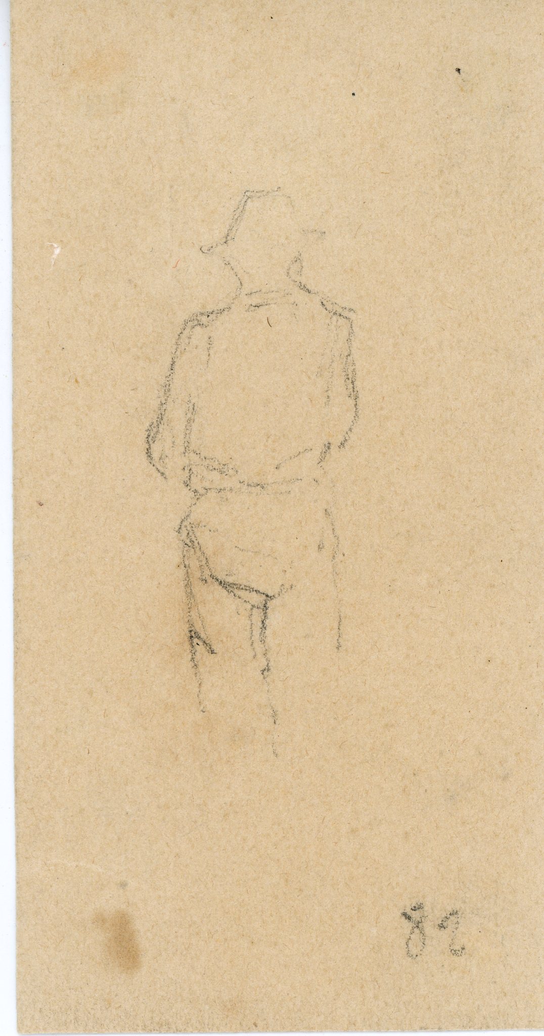 Uomo di schiena (disegno) di Tominetti, Achille - ambito italiano (XIX)
