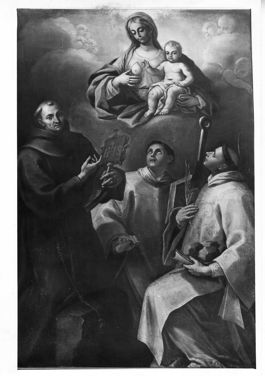 Madonna del Latte e Santi Berardino, Lorenzo e Stefano (dipinto) di Castellano Giuseppe (sec. XVIII)