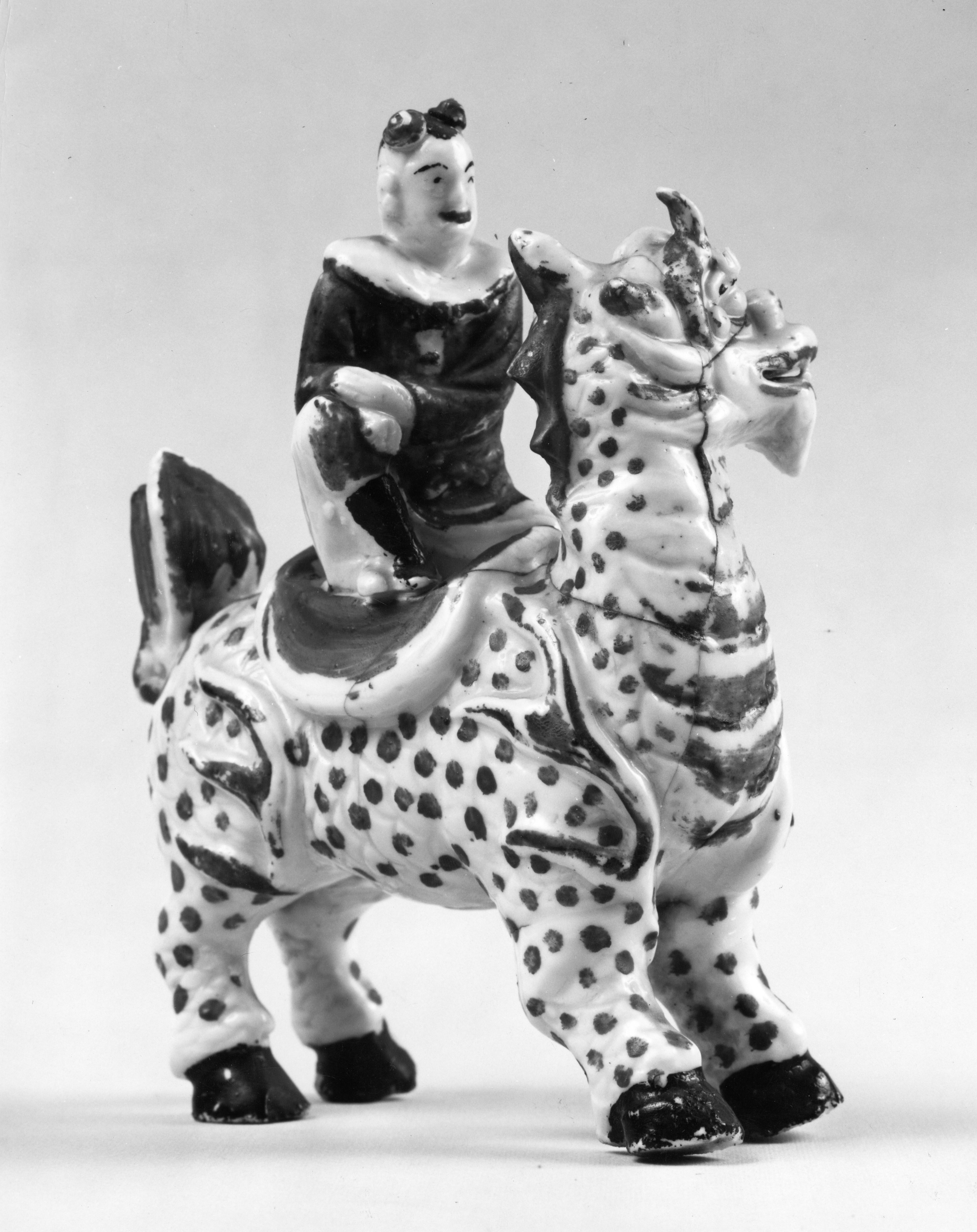 qilin con cavaliere (statuetta, coppia) - manifattura cinese (prima metà sec. XVIII)