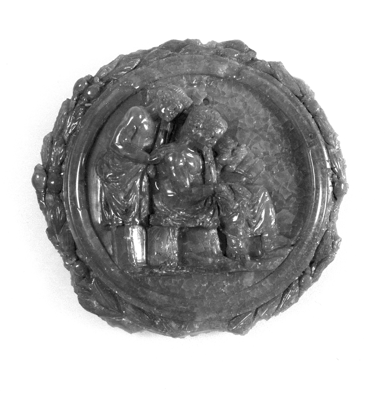 maestro con allievo (medaglione) - ambito romano (sec. II)