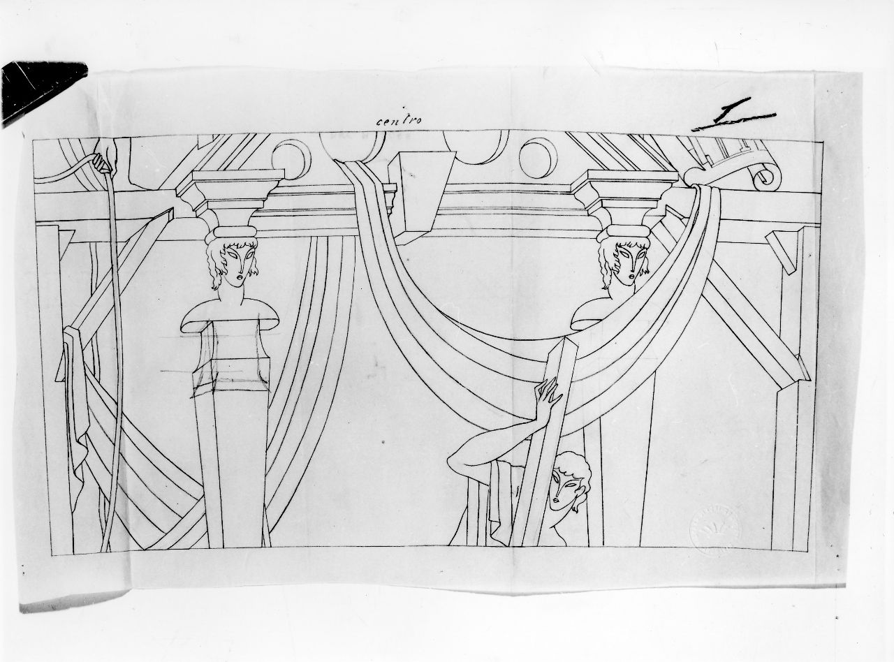 La casa degli efebi operosi e neghittosi, efebo e altro (disegno) di Ponti Giovanni (sec. XX)