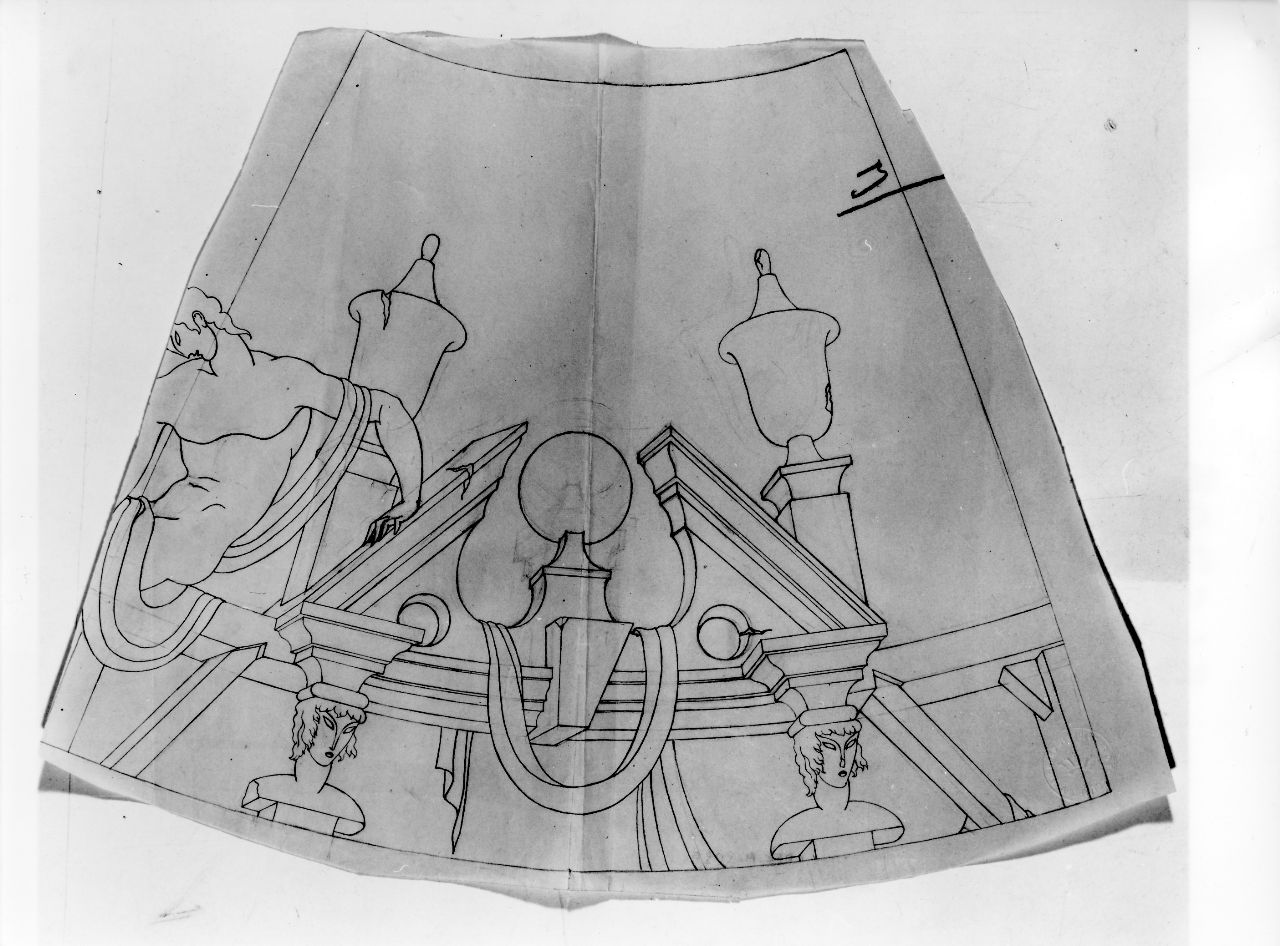 La casa degli efebi operosi e neghittosi, efebo e architettura fantastica (disegno) di Ponti Giovanni (sec. XX)