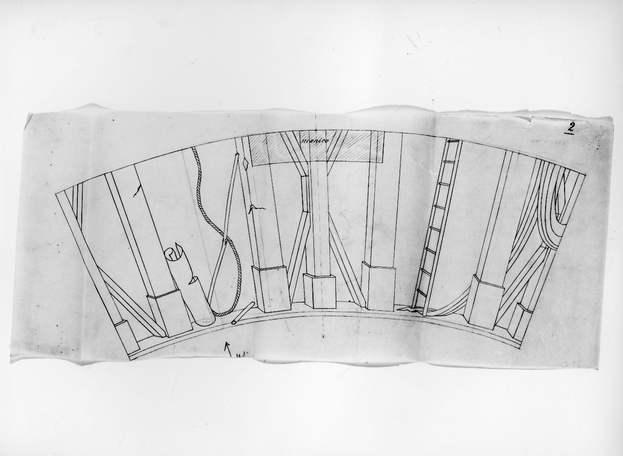 La casa degli efebi operosi e neghittosi, architettura, scala e altro (disegno) di Ponti Giovanni (sec. XX)