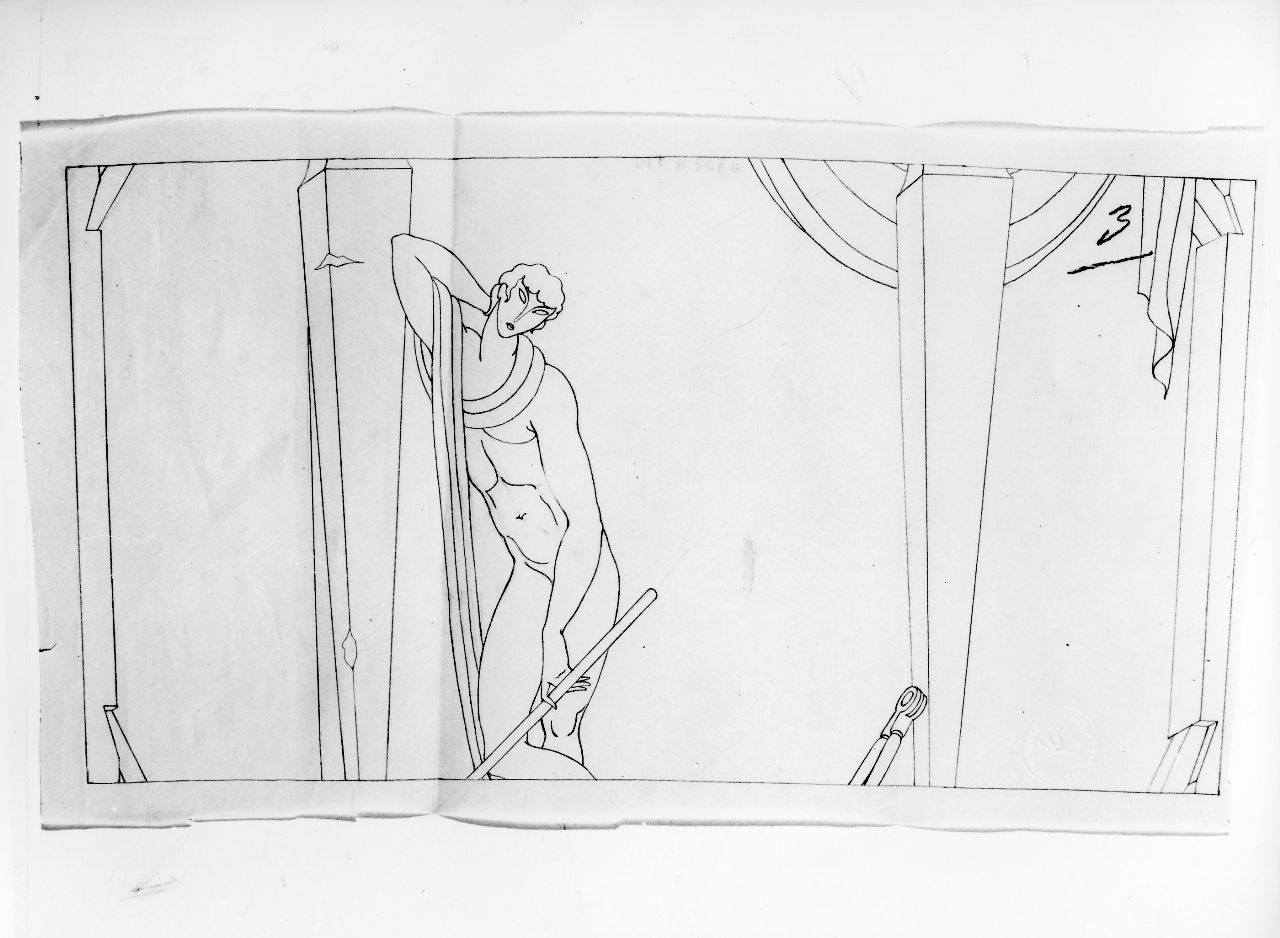 La casa degli efebi operosi e neghittosi, efebo e altro (disegno) di Ponti Giovanni (sec. XX)