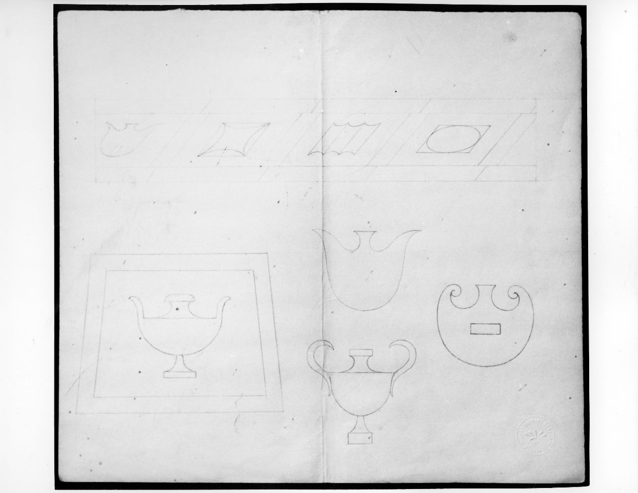 La conversazione classica, motivi decorativi geometrici per pavimentazione (disegno) di Ponti Giovanni (sec. XX)