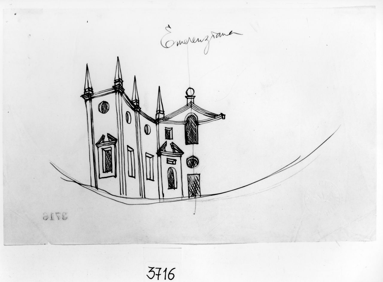Architetture per le mie donne. Emerenziana, architettura (disegno preparatorio) di Ponti Giovanni (sec. XX)