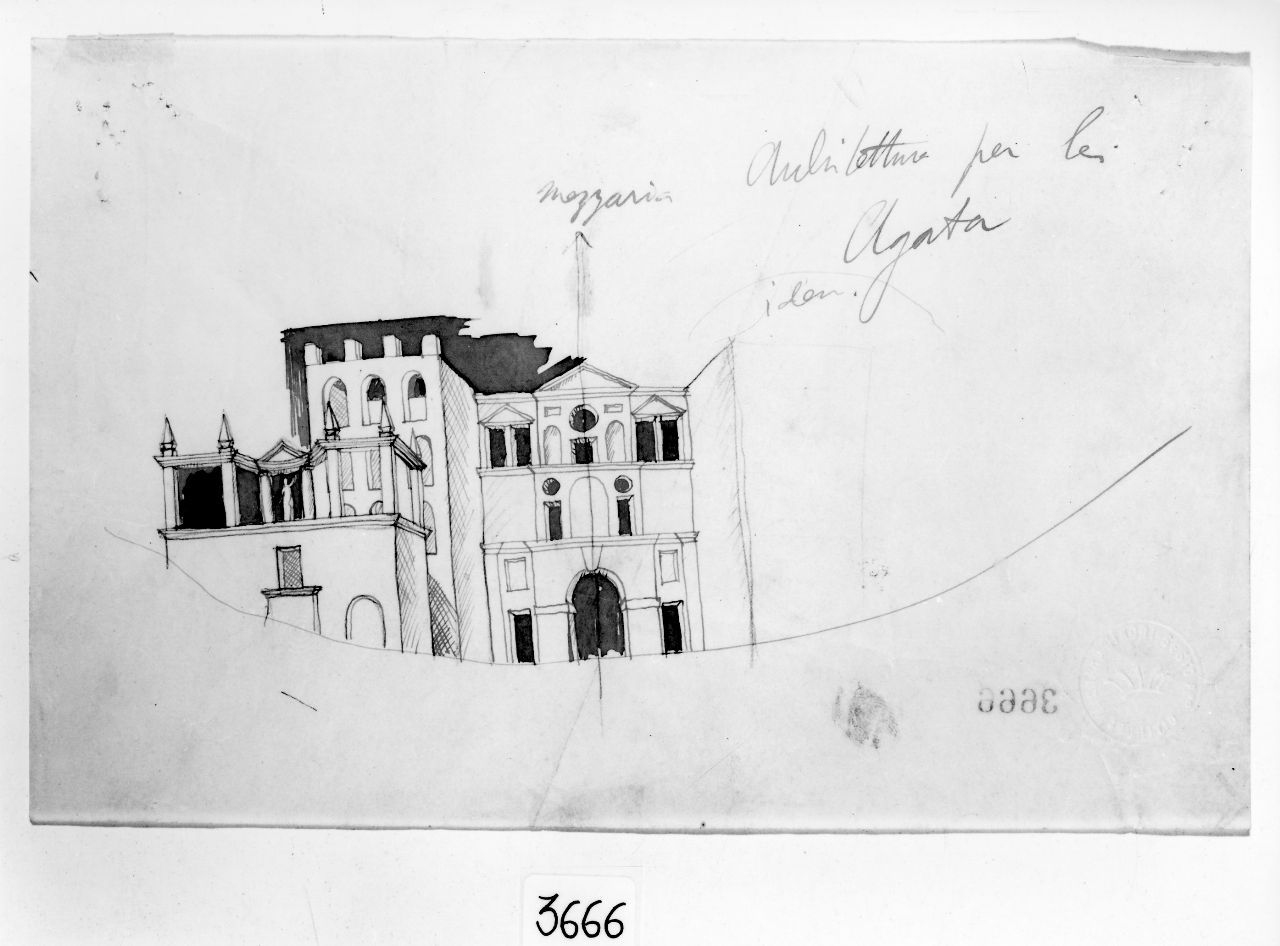 Architetture per le mie donne. Agata, architettura (disegno preparatorio) di Ponti Giovanni (sec. XX)