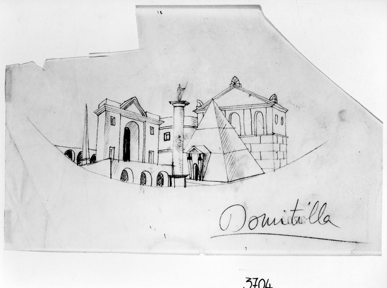 Architetture per le mie donne. Domitilla, architettura (disegno preparatorio) di Ponti Giovanni (sec. XX)