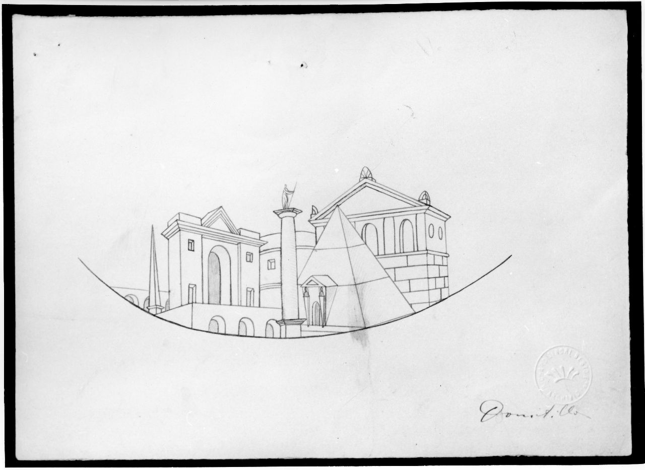 Architetture per le mie donne. Domitilla, architettura (disegno preparatorio) di Ponti Giovanni (sec. XX)