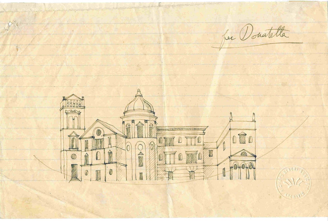 Architetture per le mie donne. Donatella, architettura (disegno preparatorio) di Ponti Giovanni (sec. XX)