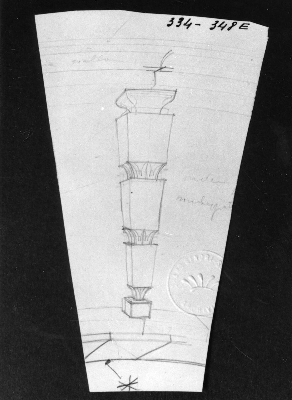 Architetture per le mie donne, motivo decorativo: balaustro (disegno preparatorio) di Ponti Giovanni (sec. XX)